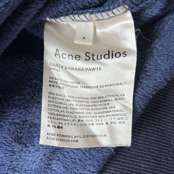 Acne Studios Sweatshirt Blue Navy Donut Doughnut Embroidered Crewneck Size Small - Picture 7 of 8